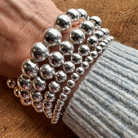 4 6 8 10 bead bracelet sterling silver 