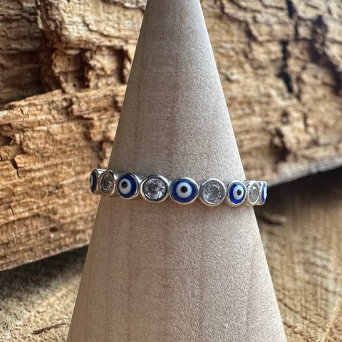 Last Ring Sterling Silver,  Blue Evil Eye