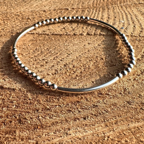 Bracelet Sterling Silver 3mm beads & tube 4