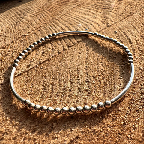Bracelet Sterling Silver 3mm beads & tube 2