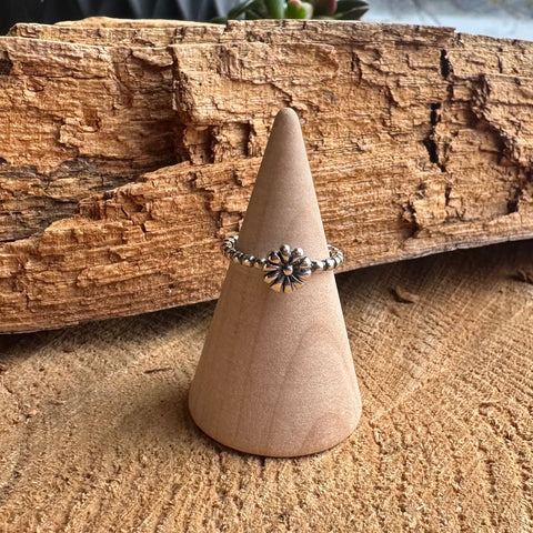 2 Ring Sterling Silver dainty flower