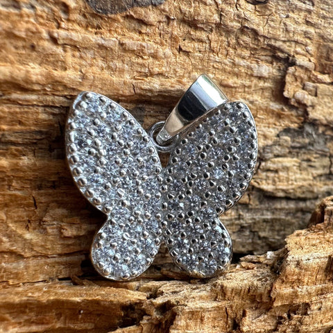 3 Pendant Sterling Silver butterfly with Cubic Zirconia