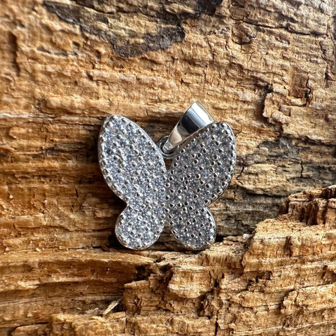 2 Pendant Sterling Silver butterfly with Cubic Zirconia