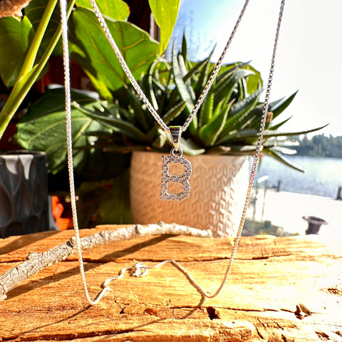 Pendant Sterling Silver Alphabet Initial Letter A-Z