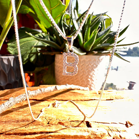 Pendant Sterling Silver Alphabet Initial Letter A-Z