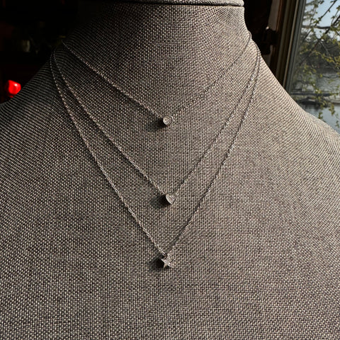 Necklace Sterling Silver, 3 layer with zirconia