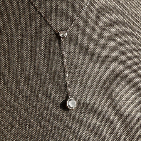 Necklace Sterling Silver dangling long CZ charm 5