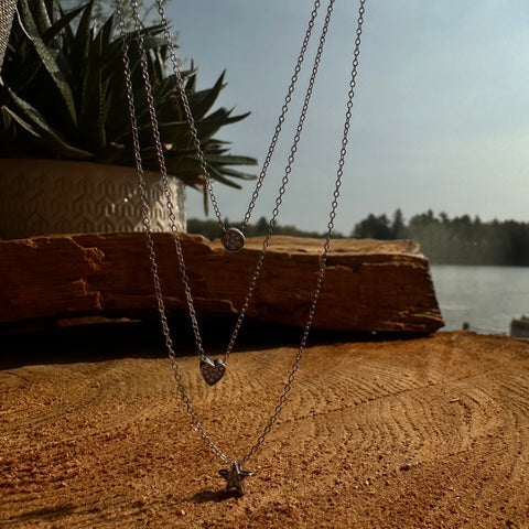 Necklace Sterling Silver, 3 layer with zirconia
