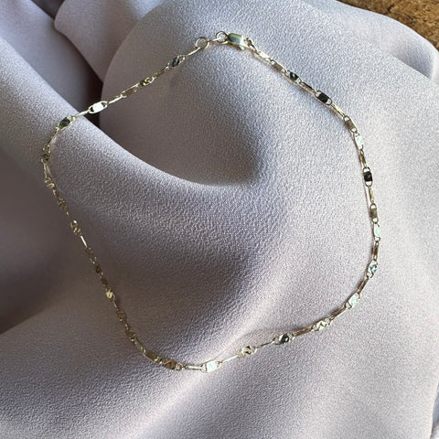 Solid gold 10K ANIKA'S anklet made from rectangular plates connected to each other, diamond-cut for extra sparkle 10" 9