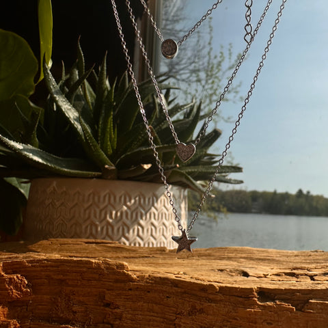 Necklace Sterling Silver, 3 layer with zirconia