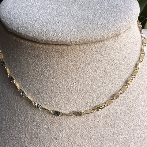 Solid gold 10K ANIKA'S anklet made from rectangular plates connected to each other, diamond-cut for extra sparkle 10" 6