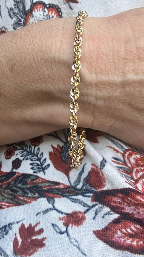 10K Solid Gold rope diamond cut bracelet 5