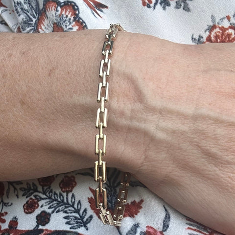 10K Yellow Gold Chunky Anchor Link Chain Bracelet 8