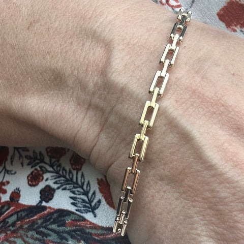 10K Yellow Gold Chunky Anchor Link Chain Bracelet 6