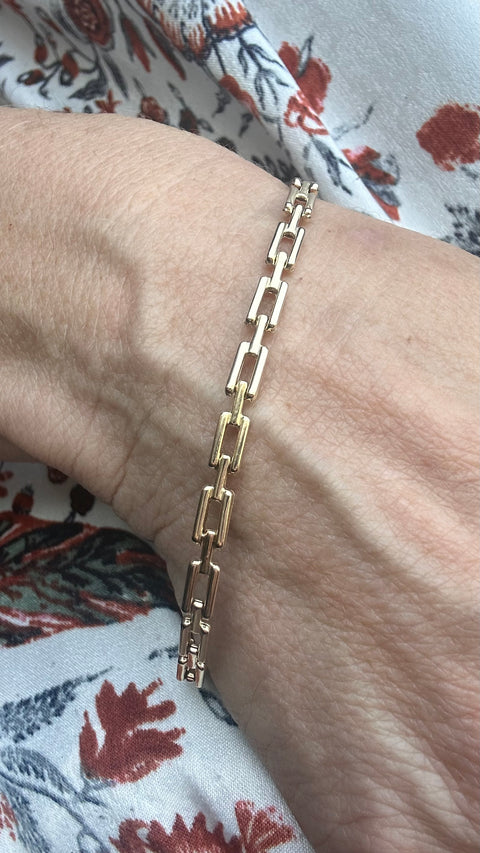 10K Yellow Gold Chunky Anchor Link Chain Bracelet 9