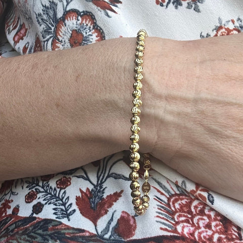 10K Solid Gold  diamond cut beaded bracelet 2