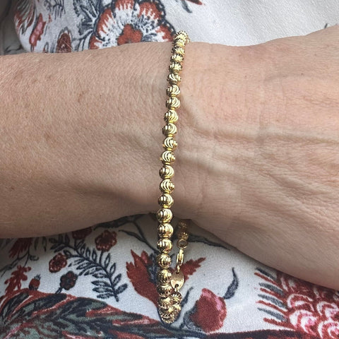 10K Solid Gold  diamond cut beaded bracelet 3