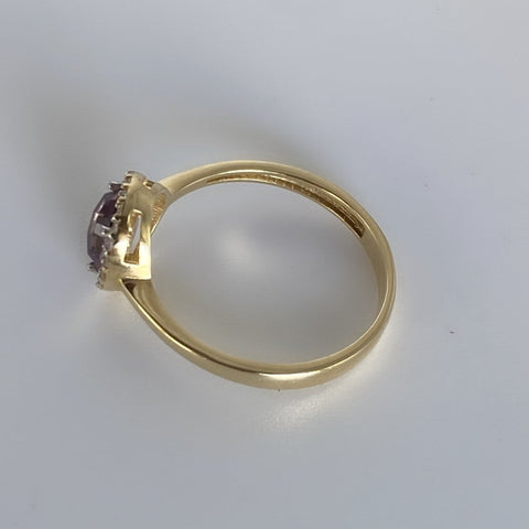 10K solid gold 6mm amethyst ring with cubic zirconia 25mm band  5