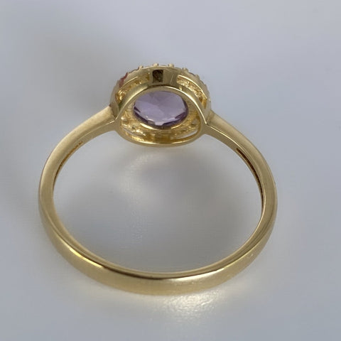 10K solid gold 6mm amethyst ring with cubic zirconia 25mm band  6