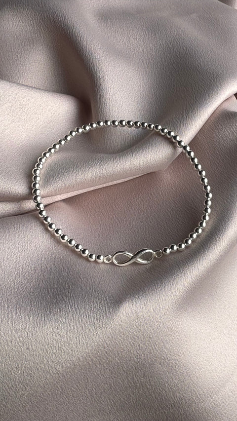 Bracelet Sterling Silver Infinity & 3 mm bead ball
