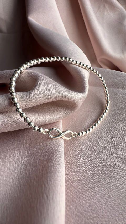 Bracelet Sterling Silver Infinity & 3 mm bead ball
