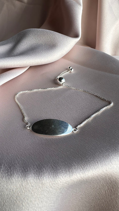 Bracelet SOPHIA Sterling Silver Adjustable Oval ID Plate