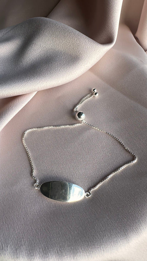 Bracelet SOPHIA Sterling Silver Adjustable Oval ID Plate