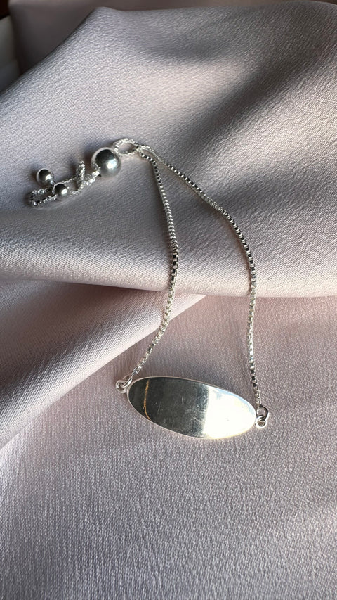 Bracelet SOPHIA Sterling Silver Adjustable Oval ID Plate