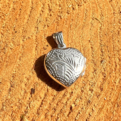 Sterling Silver engraved Heart Locket Pendant 13mm and 16mm