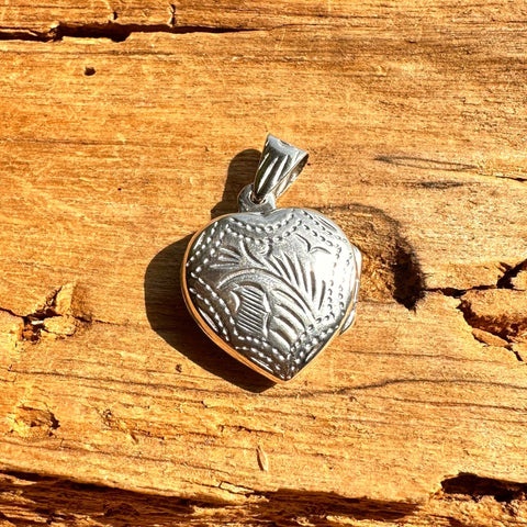 4 Sterling Silver engraved Heart Locket Pendant 13mm and 16mm