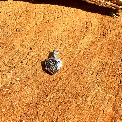 7 Sterling Silver engraved Heart Locket Pendant 13mm and 16mm