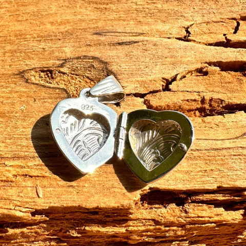 9 Sterling Silver engraved Heart Locket Pendant 13mm and 16mm