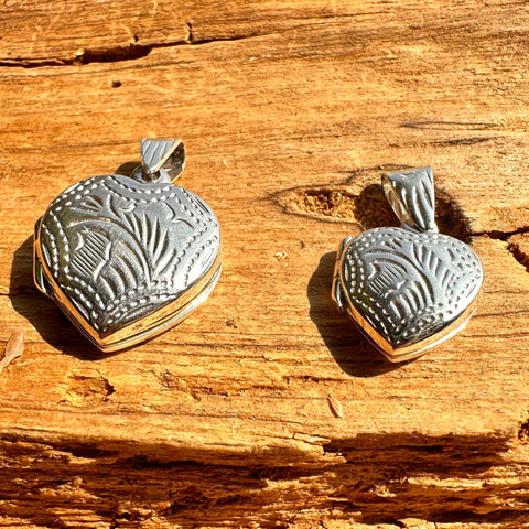 Sterling Silver engraved Heart Locket Pendant.availaable in two sizes 13mm and 16mm