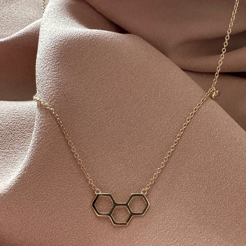 Vermeil Sterling Silver Gold plated Necklace honeycomb 4