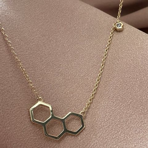 Vermeil Sterling Silver Gold plated Necklace honeycomb 2
