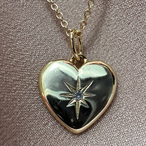 SERAPHINA Heart-Shaped Gold Plated Necklace with Single Cubic Zirconia Stone 5