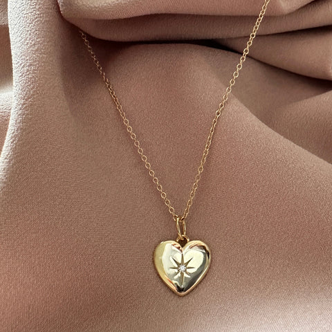 SERAPHINA Heart-Shaped Gold Plated Necklace with Single Cubic Zirconia Stone 2