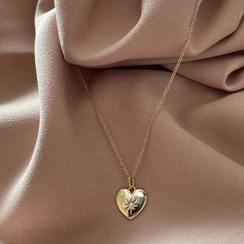 SERAPHINA Heart-Shaped Gold Plated Necklace with Single Cubic Zirconia Stone 4