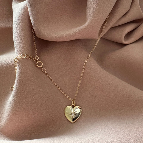 SERAPHINA Heart-Shaped Gold Plated Necklace with Single Cubic Zirconia Stone 7
