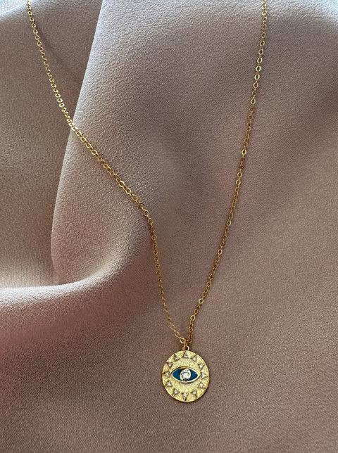 Necklace Vermeil SAMANTHA Sterling Silver Gold-Plated Radiant Sun Evil Eye 12