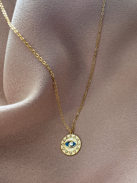 Necklace Vermeil SAMANTHA Sterling Silver Gold-Plated Radiant Sun Evil Eye 11