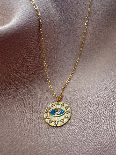 Necklace Vermeil SAMANTHA Sterling Silver Gold-Plated Radiant Sun Evil Eye 9