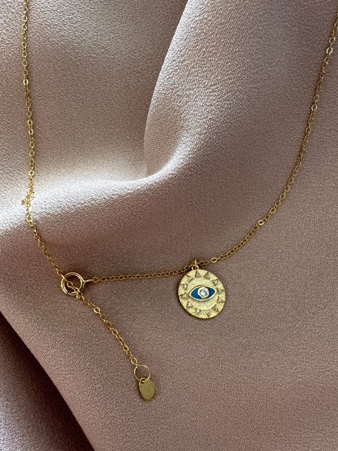 Necklace Vermeil SAMANTHA Sterling Silver Gold-Plated Radiant Sun Evil Eye 7
