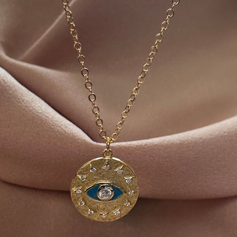 Necklace Vermeil SAMANTHA Sterling Silver Gold-Plated Radiant Sun Evil Eye