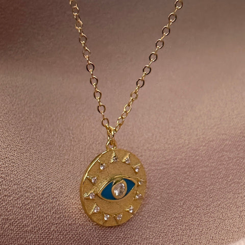 Necklace Vermeil SAMANTHA Sterling Silver Gold-Plated Radiant Sun Evil Eye 2