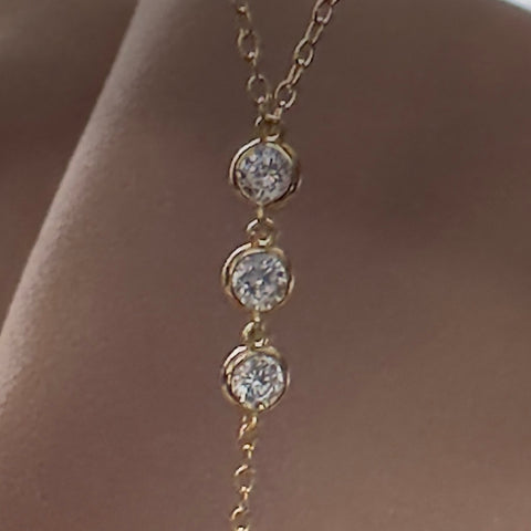 Necklace Vermeil AURORA Sterling Silver with Gold Plated Dangling Drop 2
