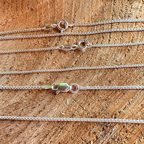 1mm 1.2mm 1.4mm Box half Round chain Sterling Silver 