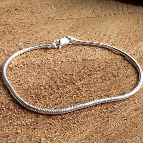 SNAKE CHARM Sterling Silver Bracelet: 2.0mm Thickness Snake Chain
