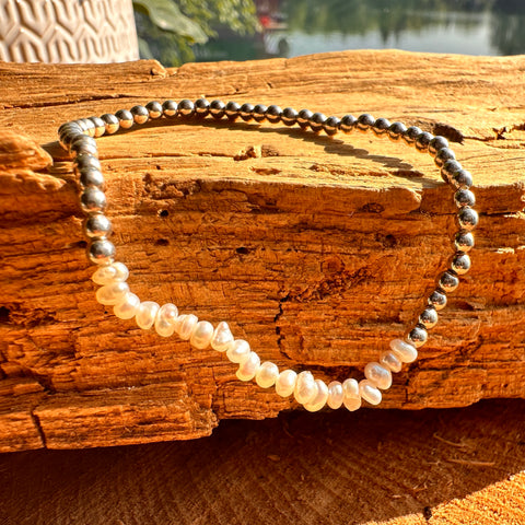 2 SERENA Sterling Silver Elastic Bracelet Freshwater Pearl