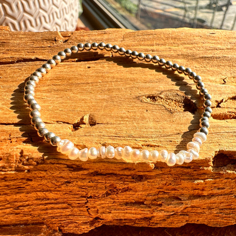 3 SERENA Sterling Silver Elastic Bracelet Freshwater Pearl